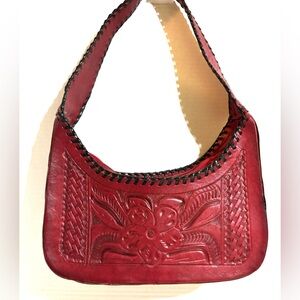 Leader Floral Embossed Red Shoulder Bag